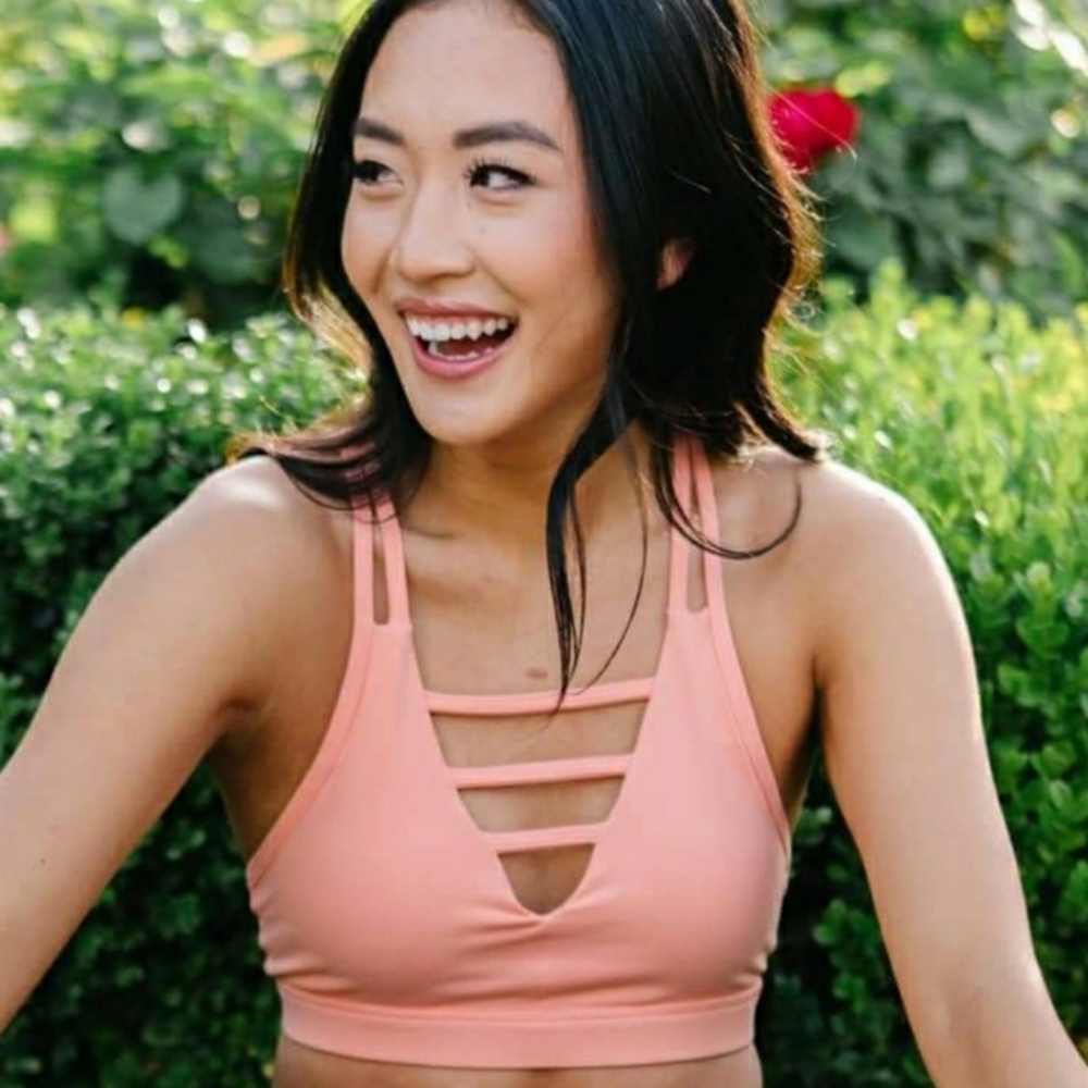 Zyia Active peach grid bra size L